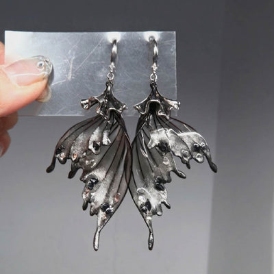 Moonlit Shadow | Mermaid Tail & Fairy Wing Resin Earrings - Handcrafted 1 PC
