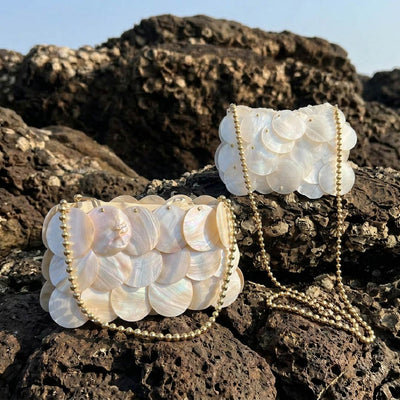 Horizontal Ivory Shell Payette Bag - Handcrafted 1 PC
