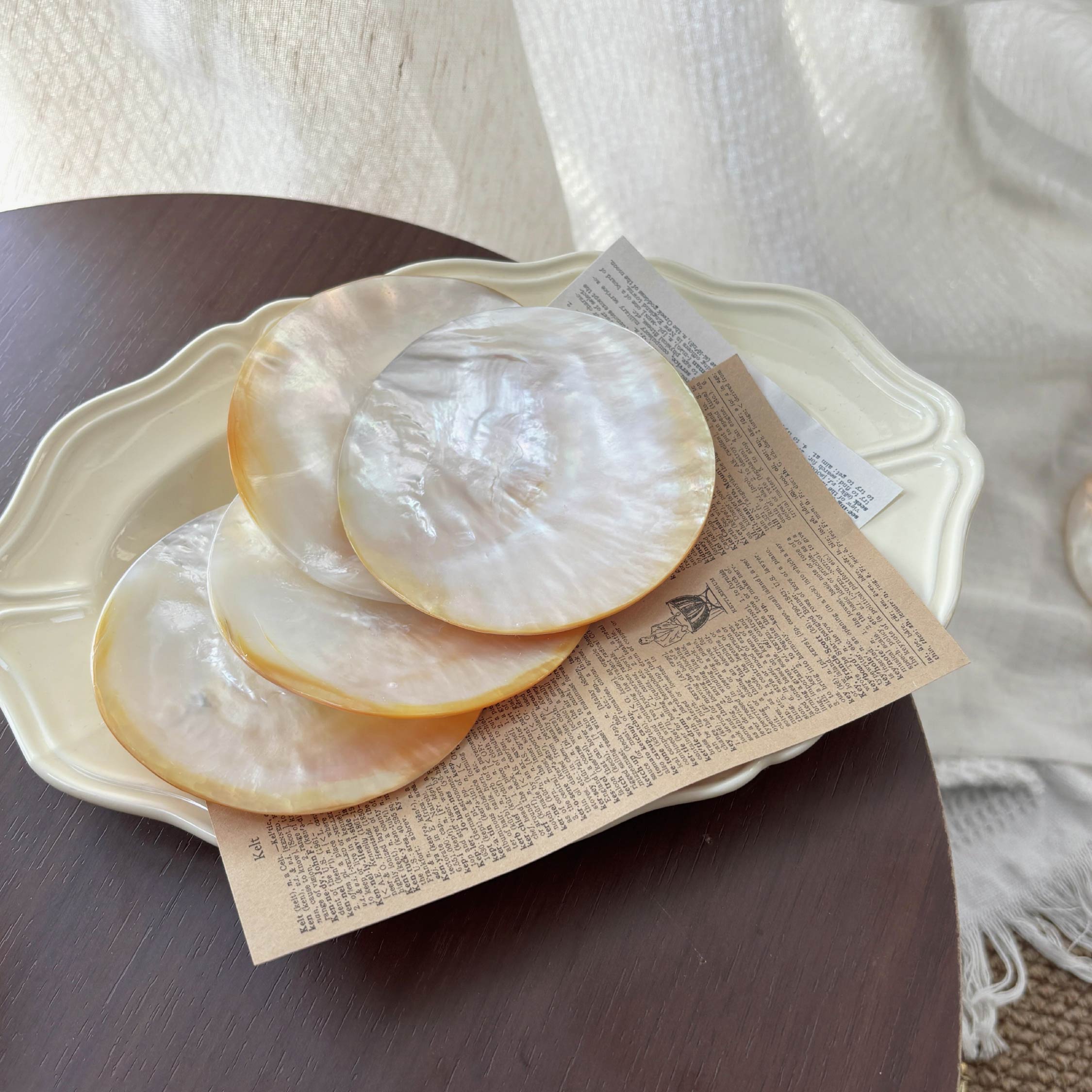 No Lace Trim Mother of Pearl Plate/Jewelry Tray - Handmade 1 PC