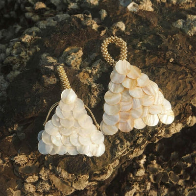 Ivory Shell Payette Triangle Bag - Handcrafted 1 PC
