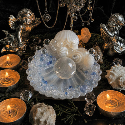 The Cobalt Abyss Handmade Blue Seashell Jewelry & Candle Holder - Handcrafted 1 PC