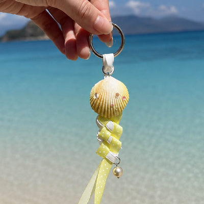 Lemonade soda | Mother of Pearl Shell & Braided Ribbon Charm- Handcrafted 1 PC