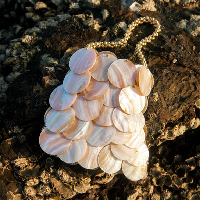 Vertical Ivory Shell Payette Bag - Handcrafted 1 PC