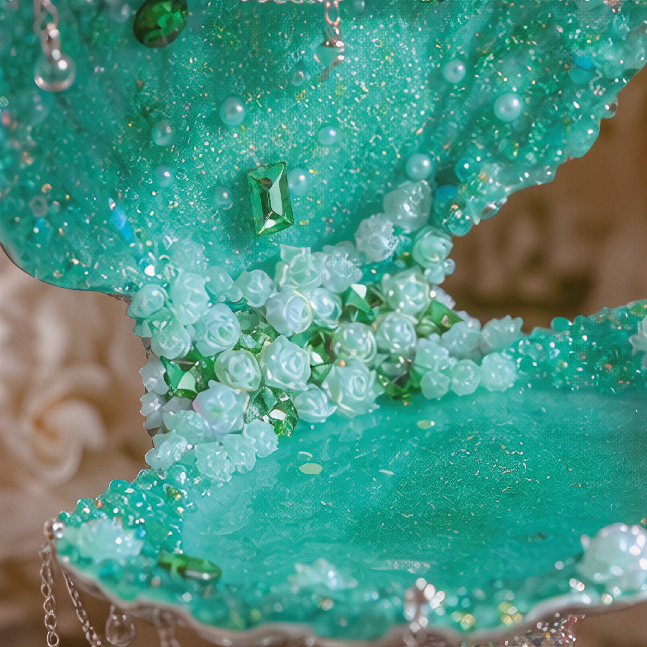 Ocean Rose Mermaid Luxury Jewelry Tray - Handcrafted 1 PC