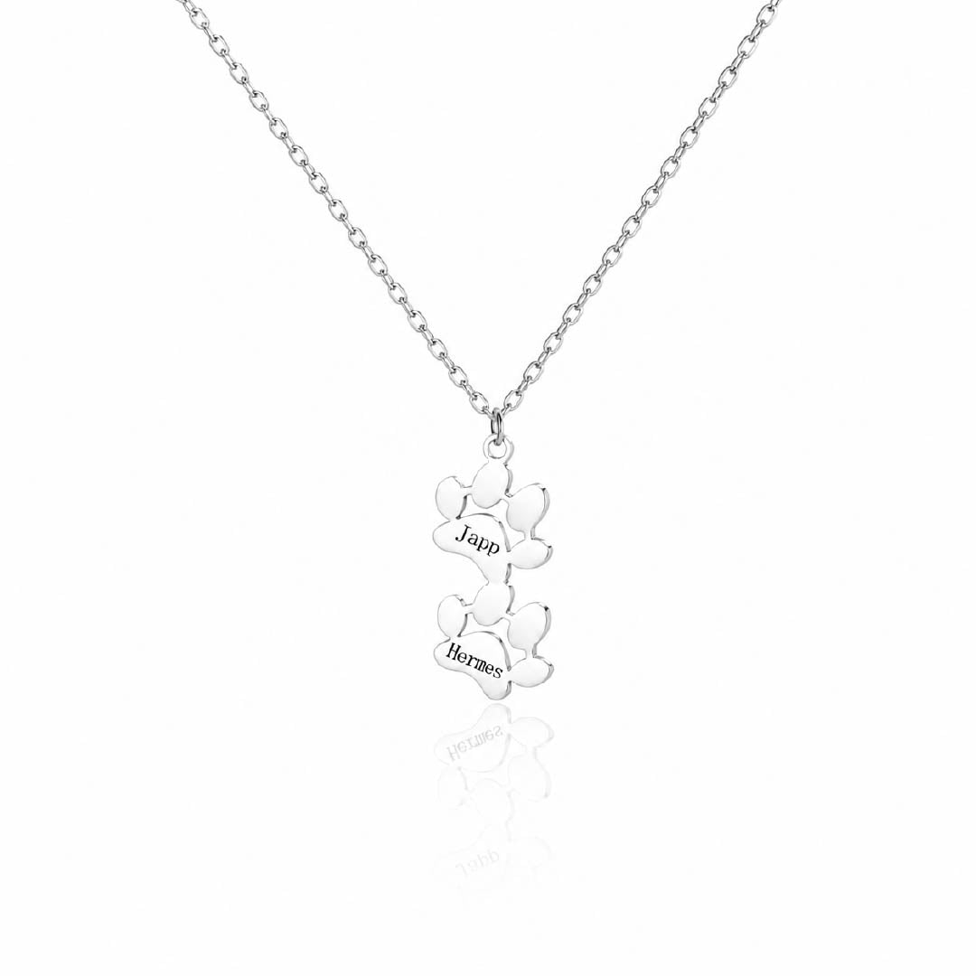 Custom Paw Print Name Necklace