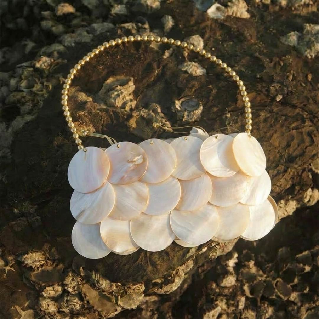 Horizontal Ivory Shell Payette Bag - Handcrafted 1 PC
