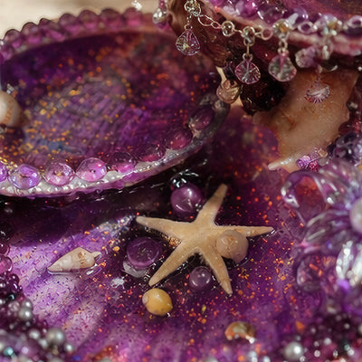 Lavender Shimmer Mermaid Petite 3-Tier Jewelry Tray - Handcrafted 1 PC
