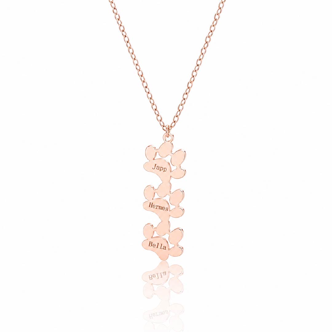 Custom Paw Print Name Necklace