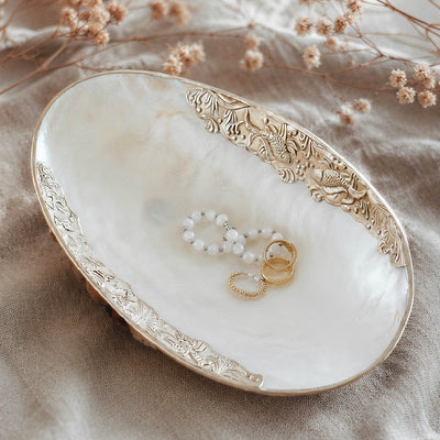Up-down Symbol Giant Mother of Pearl Seashell Dish - Handcrafted 1 PC