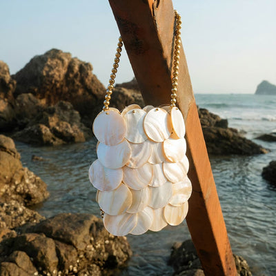 Vertical Ivory Shell Payette Bag - Handcrafted 1 PC