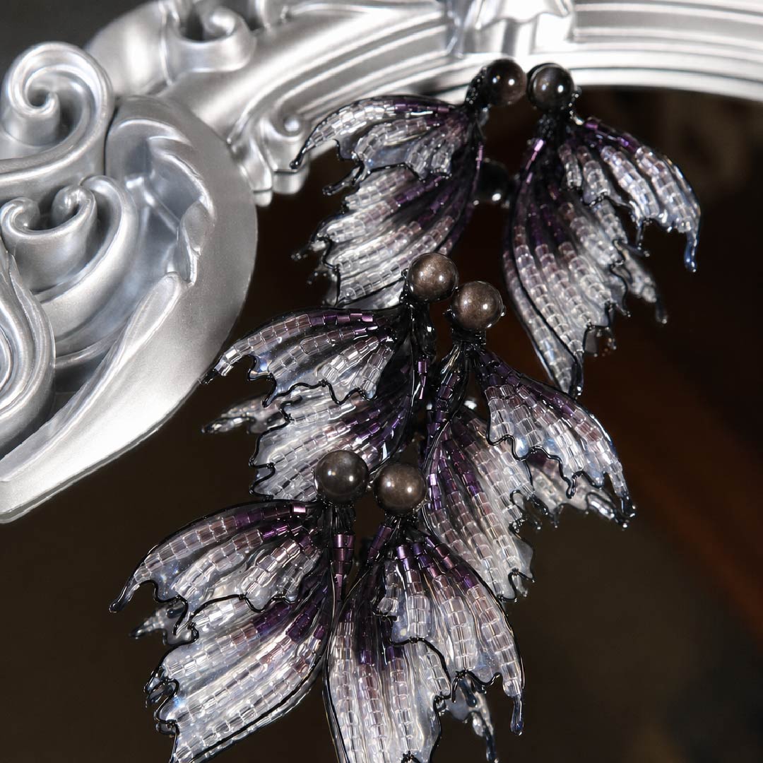 Oriental Ink Tide | Mermaid Tail & Fairy Wing Resin Earrings - Handcrafted 1 PC