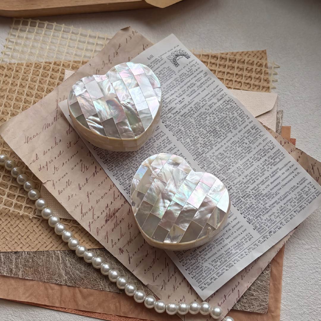 Pearl Heart | White Mother of Pearl Jewelry Box - Handcrafted 1 PC