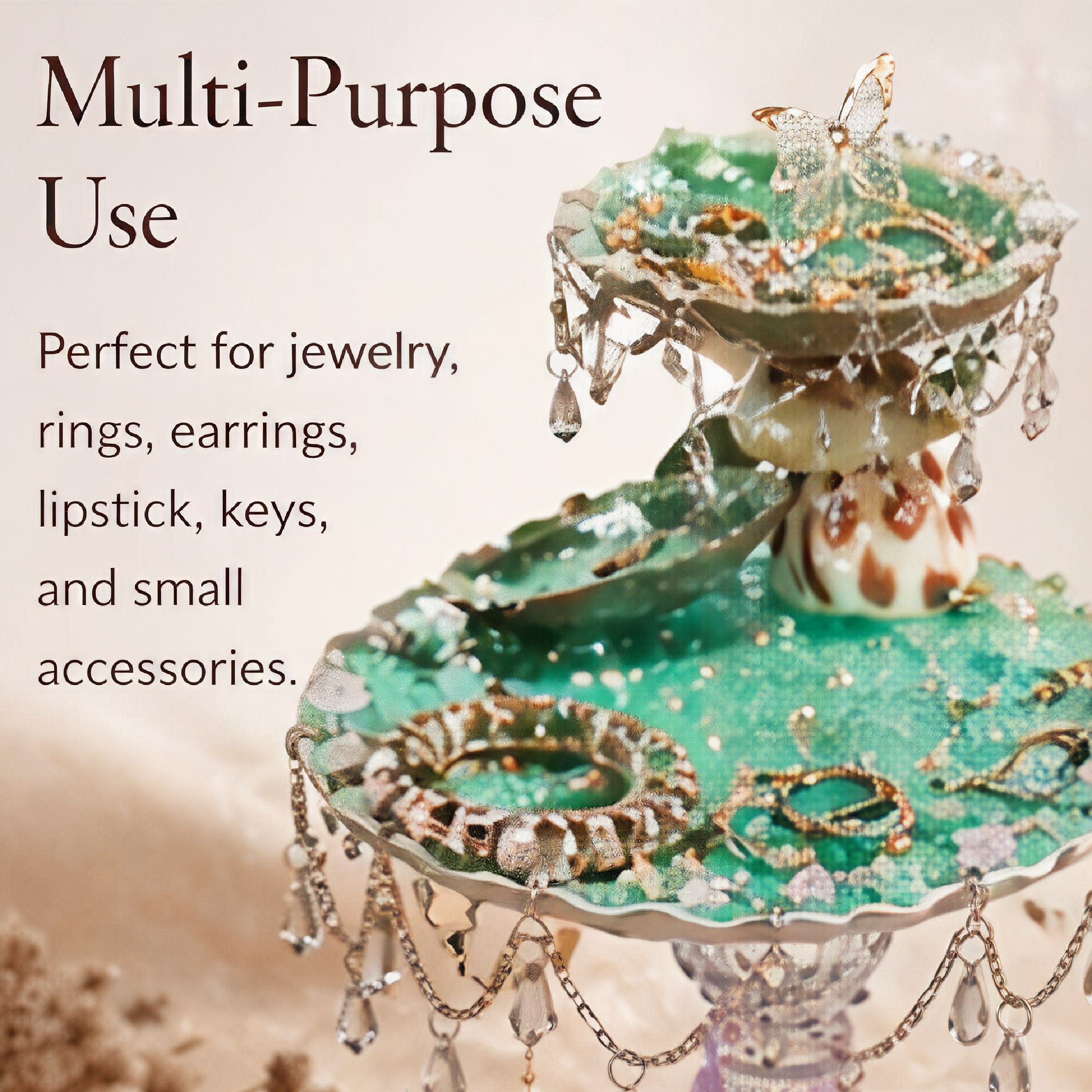 Submerged Mermaid Grove Double-Tier Jewelry Tray - Handcrafted 1 PC