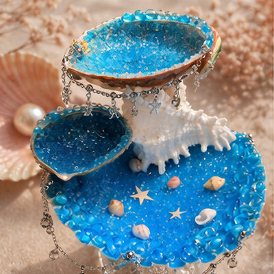 Echo of the Conch Mermaid Double-Tier Jewelry Tray - Handcrafted 1 PC