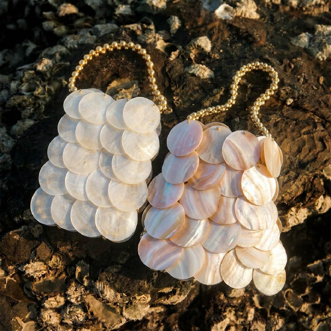 Vertical Ivory Shell Payette Bag - Handcrafted 1 PC