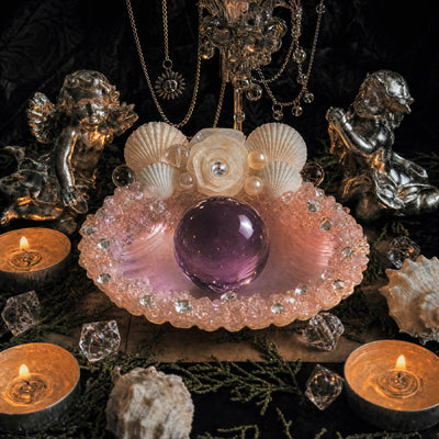 The Mermaid’s Blush Handmade Pink Seashell Jewelry & Candle Holder - Handcrafted 1 PC