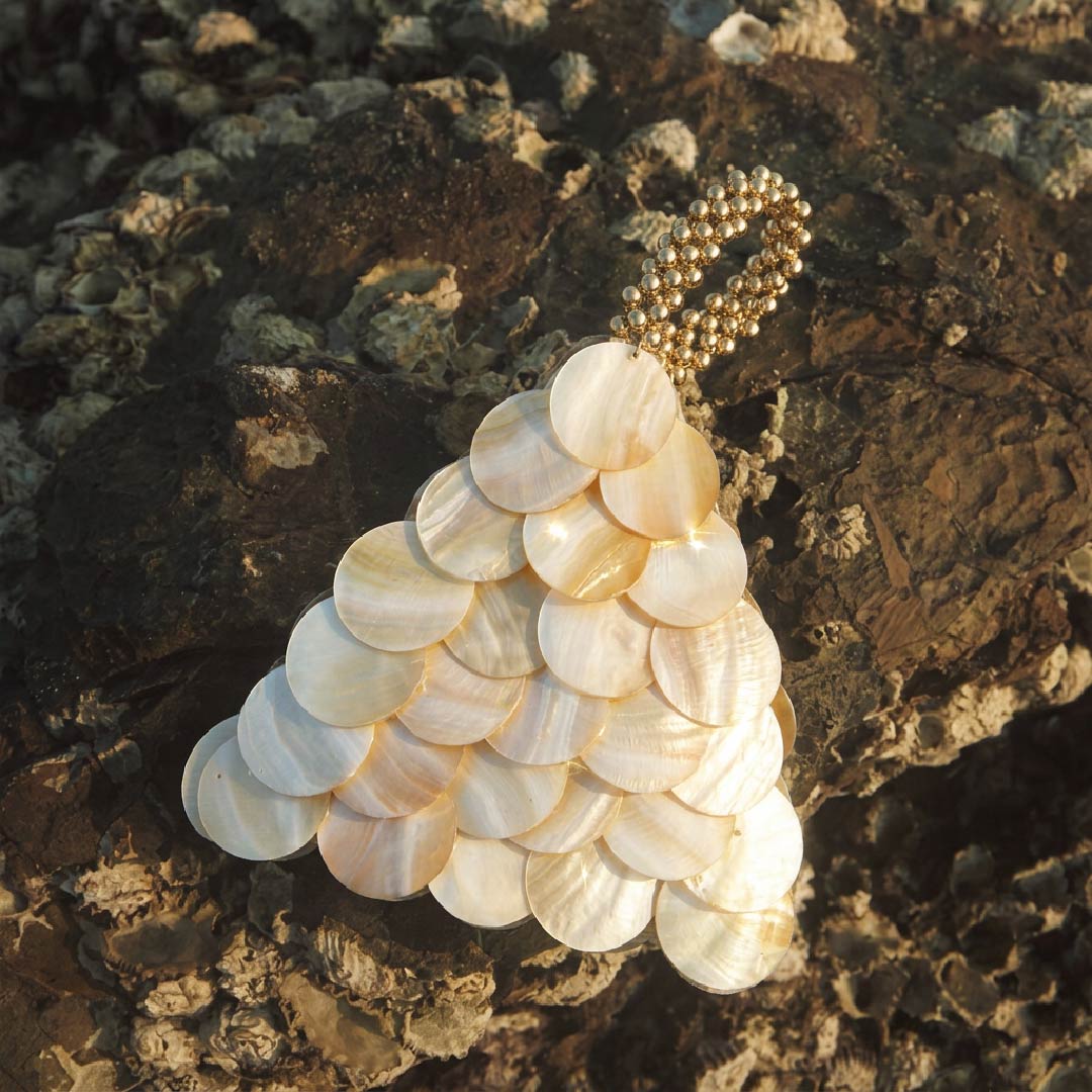 Ivory Shell Payette Triangle Bag - Handcrafted 1 PC