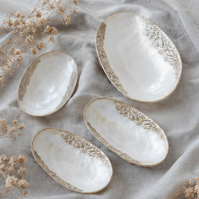 Up-down Symbol Giant Mother of Pearl Seashell Dish - Handcrafted 1 PC