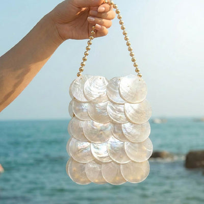Vertical Ivory Shell Payette Bag - Handcrafted 1 PC