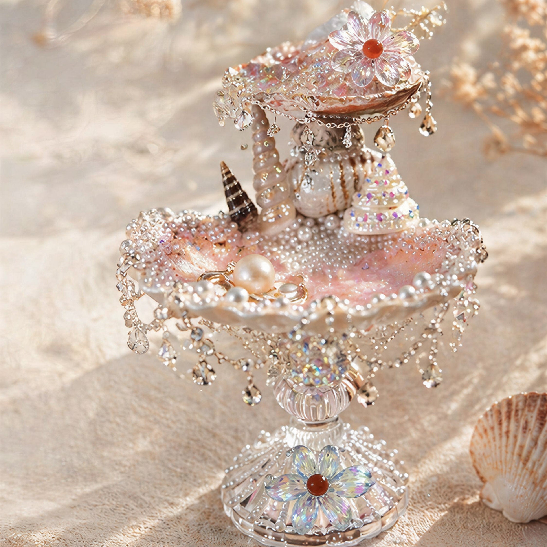 The Mermaid’s Clarion Double-Tier Jewelry Tray Double-Tier Jewelry Tray - Handcrafted 1 PC