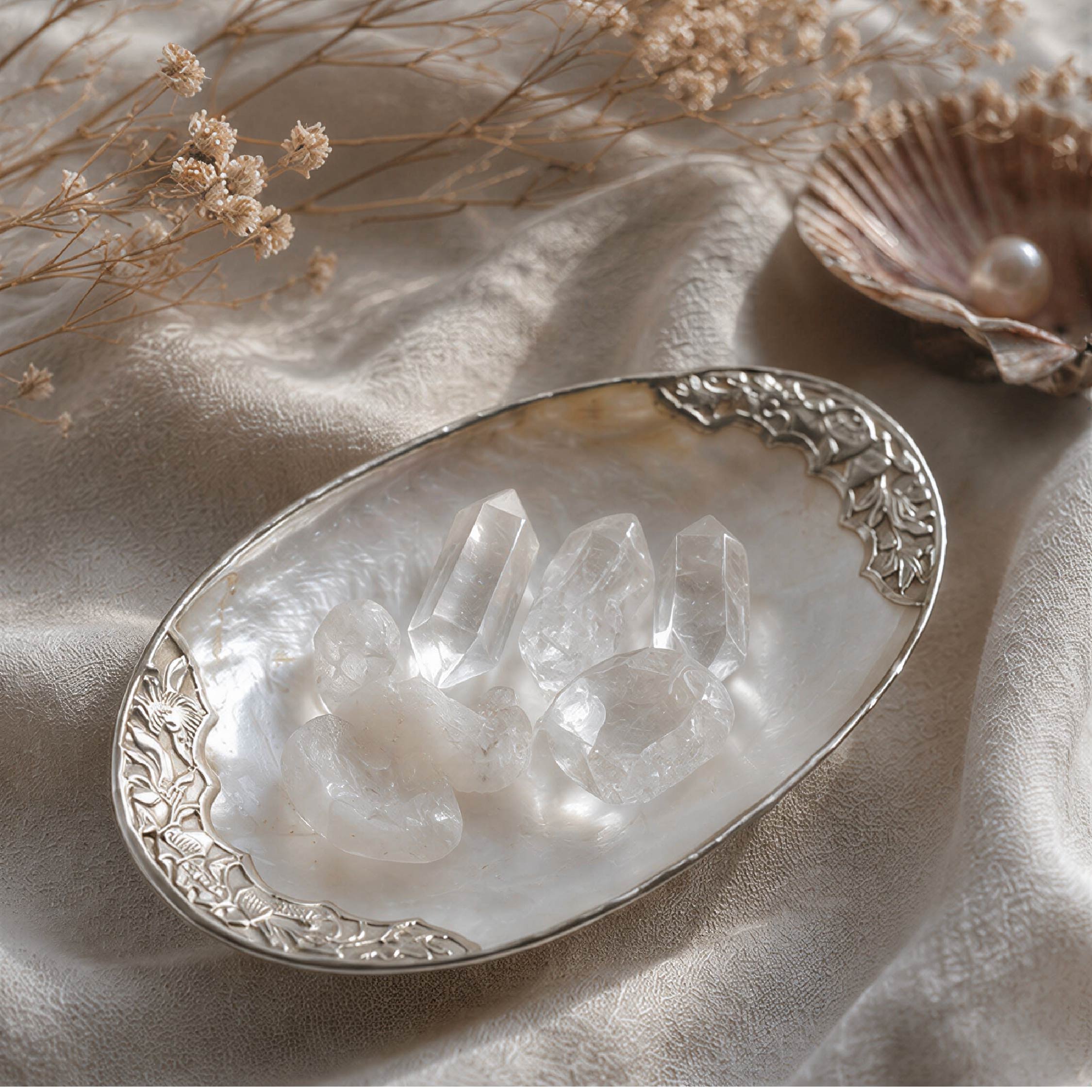 Left-right Symbol Giant Mother of Pearl Seashell Dish - Handcrafted 1 PC