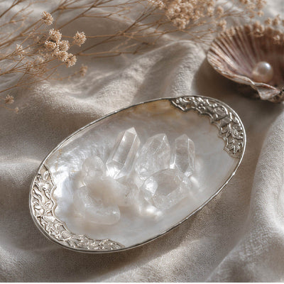 Left-right Symbol Giant Mother of Pearl Seashell Dish - Handcrafted 1 PC