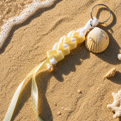 Lemonade soda | Mother of Pearl Shell & Braided Ribbon Charm- Handcrafted 1 PC
