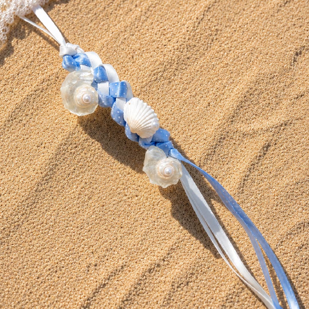 Ramune Soda | Pearlized Turbo Shell & Braided Ribbon Charm- Handcrafted 1 PC