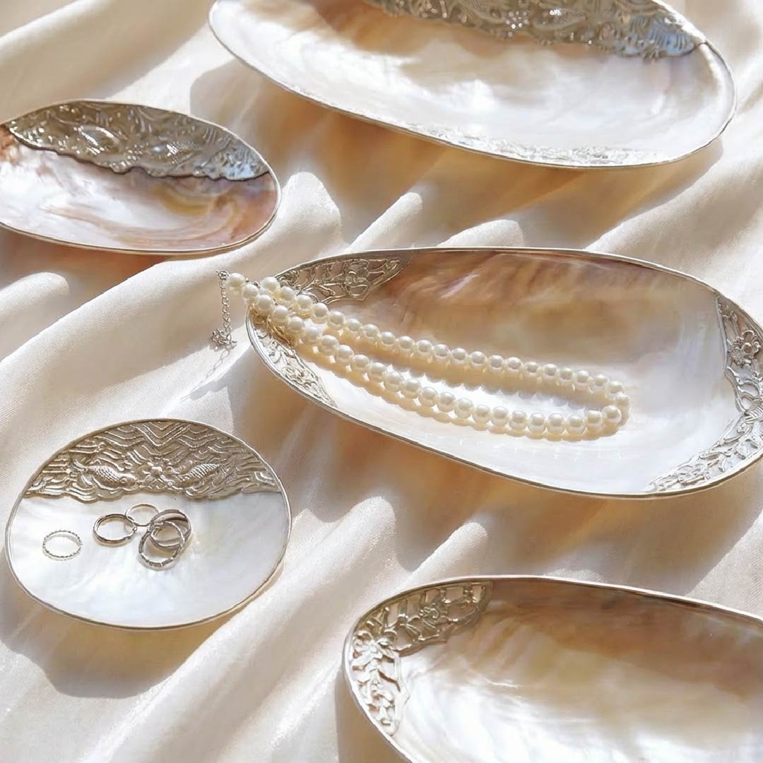 Giant Mother of Pearl Seashell Dish - Handcrafted 1 PC