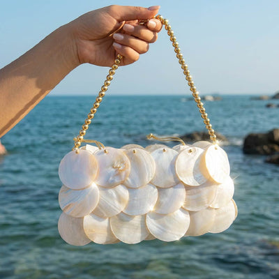 Horizontal Ivory Shell Payette Bag - Handcrafted 1 PC