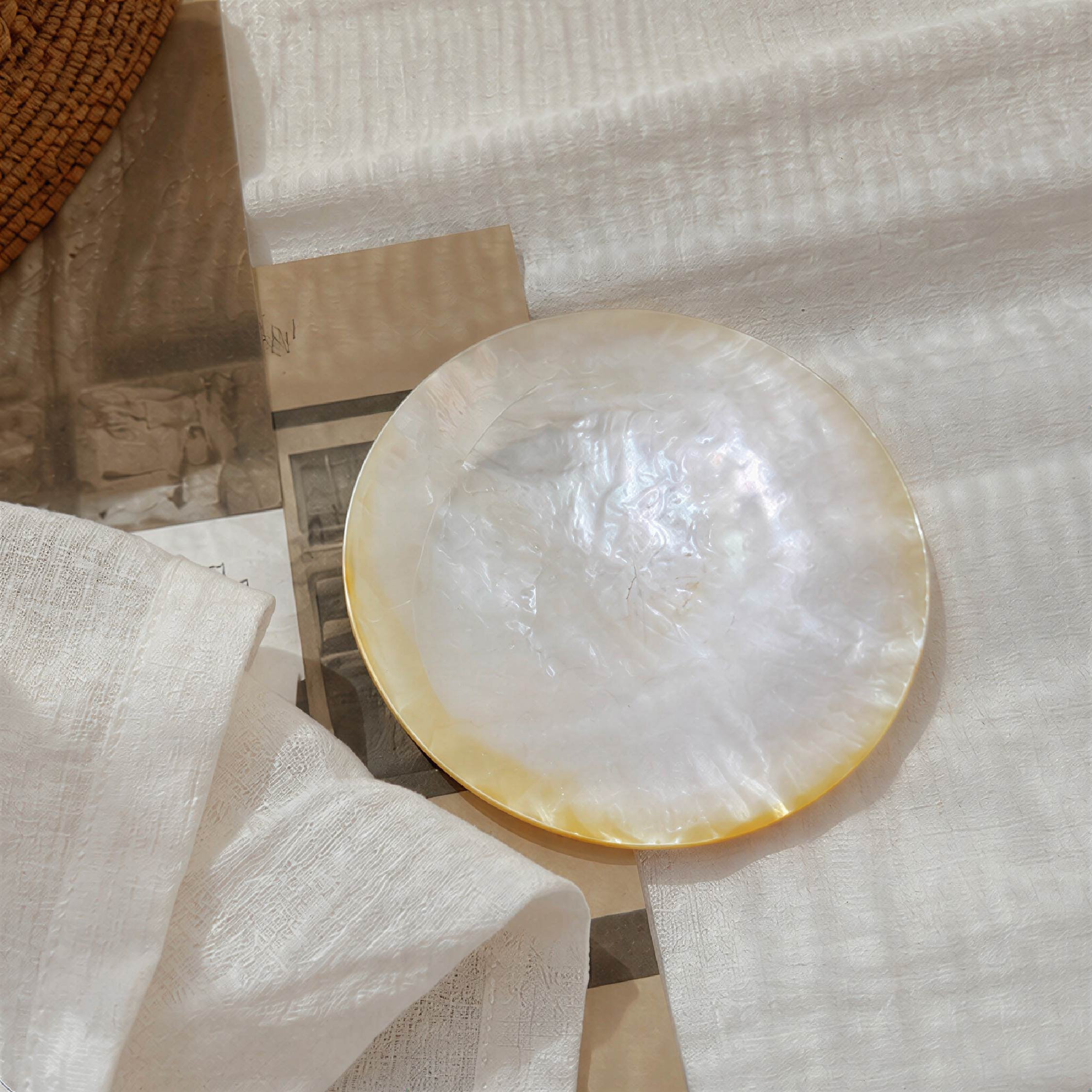 No Lace Trim Mother of Pearl Plate/Jewelry Tray - Handmade 1 PC