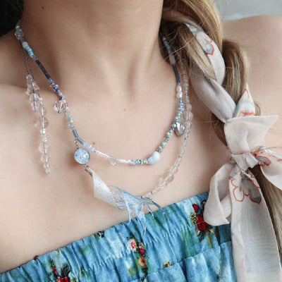 Mermaid’s Relic | Mermaid Tail & Fairy Wing Resin Double-Layer Necklace - Handcrafted 1 PC