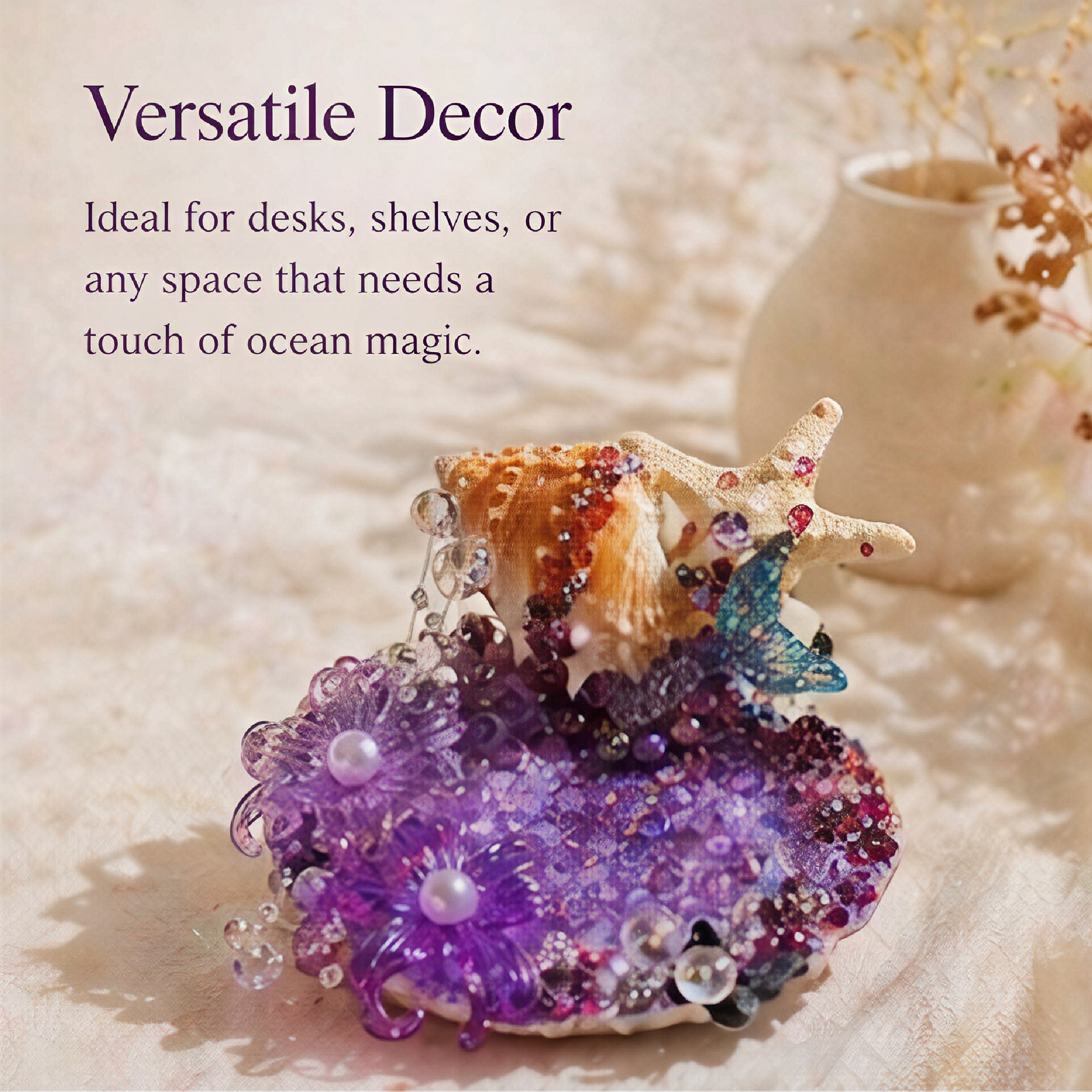 Conch & Violet Mermaid Jewelry Dish - Handcrafted 1 PC