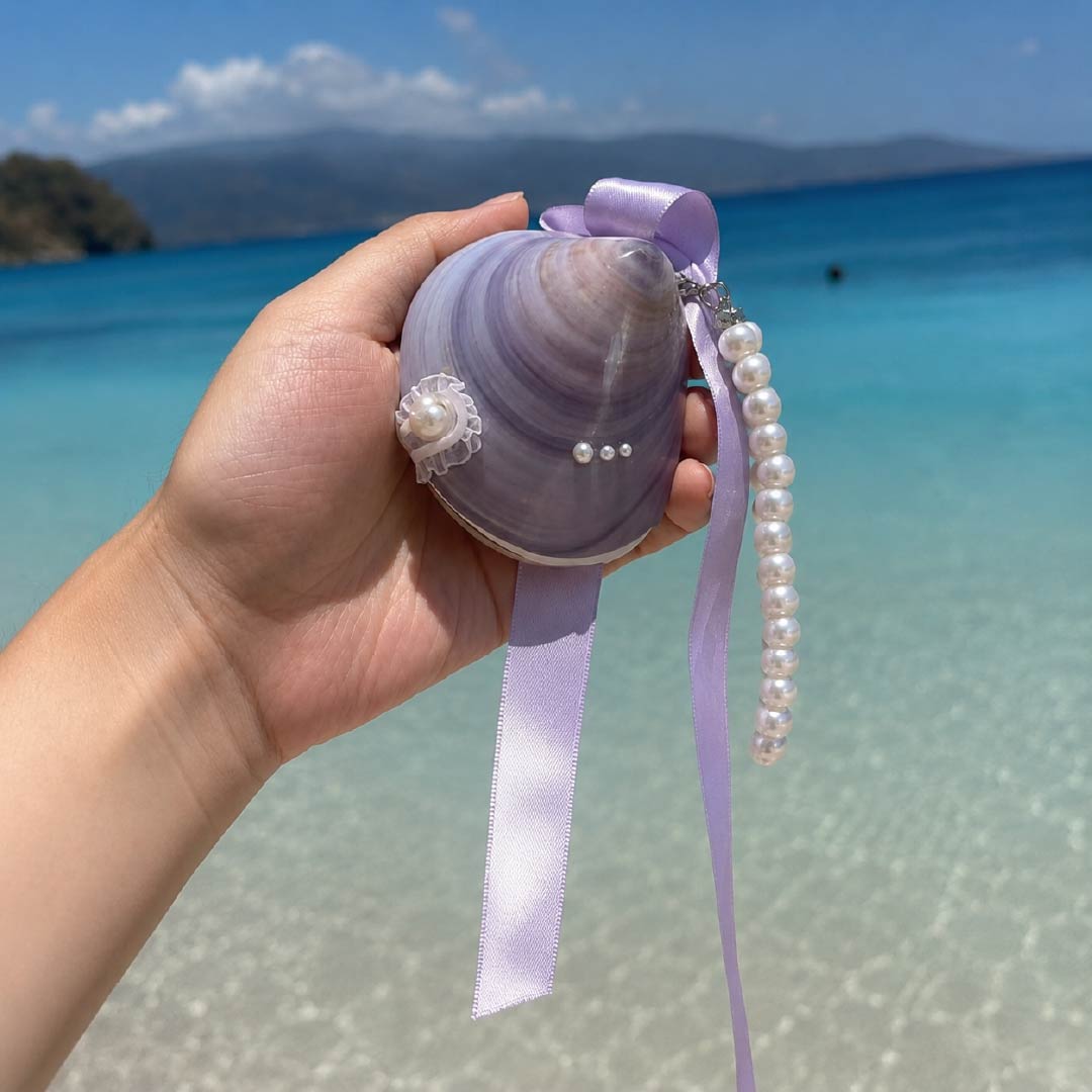 Twilight Tide | Purple Clam Shell Journal Charm - Handcrafted 1 PC