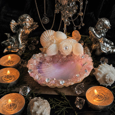 The Mermaid’s Blush Handmade Pink Seashell Jewelry & Candle Holder - Handcrafted 1 PC