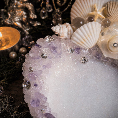 Siren’s Amethyst Handmade Purple Seashell Jewelry & Candle Holder - Handcrafted 1 PC