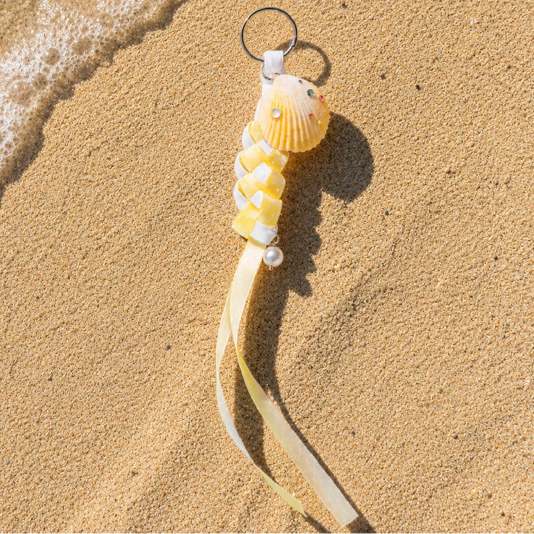 Lemonade soda | Mother of Pearl Shell & Braided Ribbon Charm- Handcrafted 1 PC