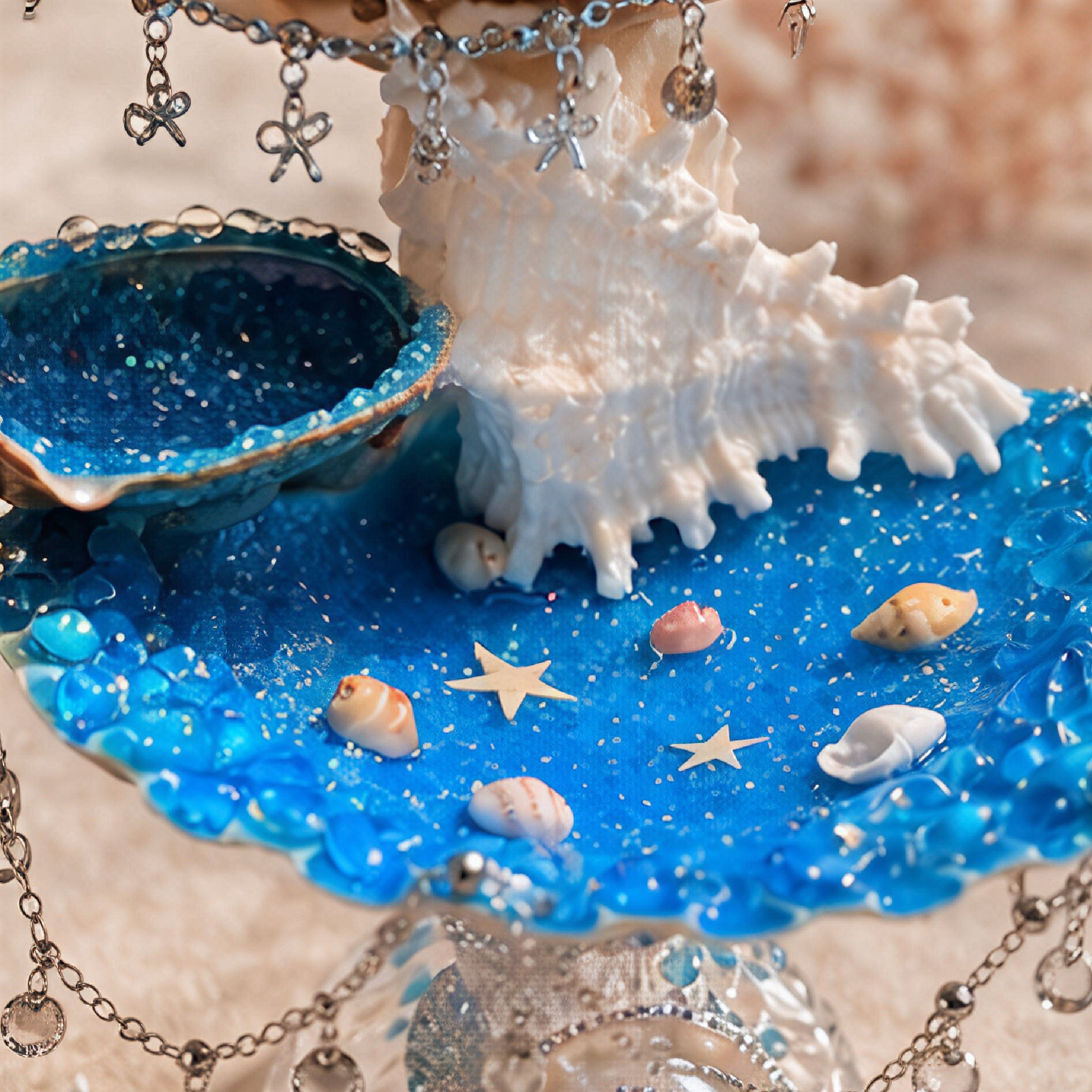 Echo of the Conch Mermaid Double-Tier Jewelry Tray - Handcrafted 1 PC