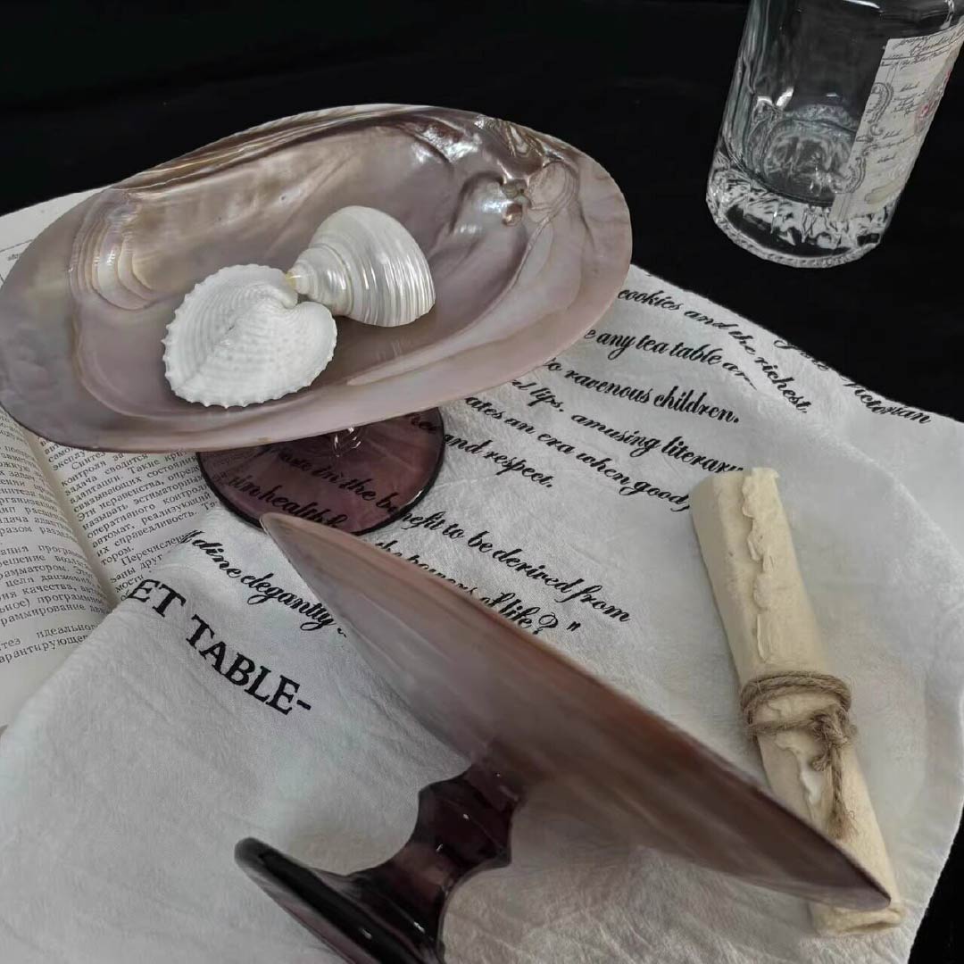Purple Mother of Pearl Footed Tray - Handcrafted 1 PC