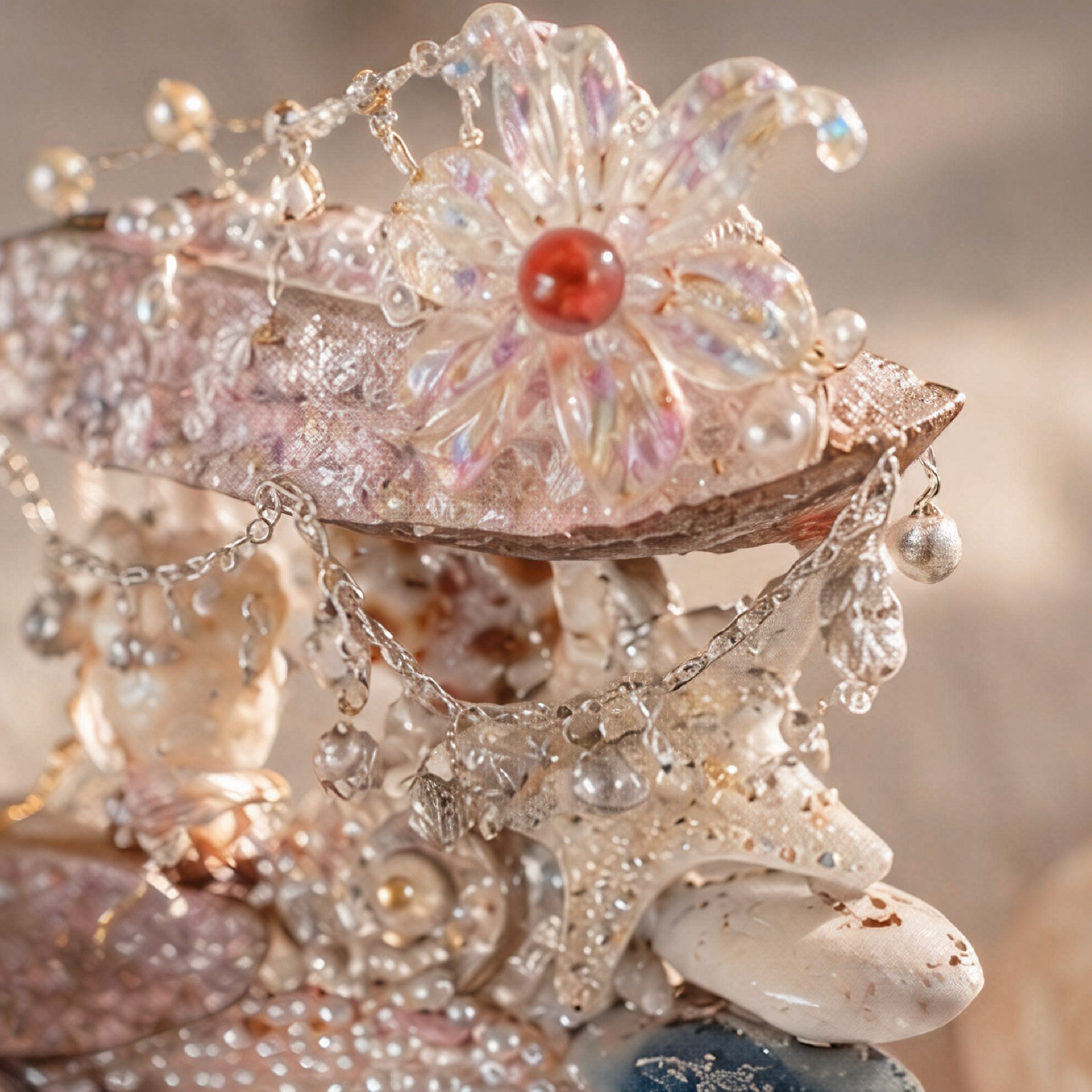 Ocean Whispers Mermaid Secret Double-Tier Jewelry Tray - Handcrafted 1 PC