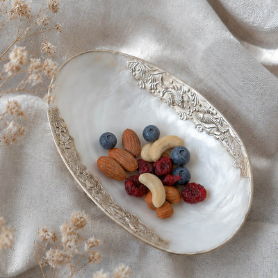 Up-down Symbol Giant Mother of Pearl Seashell Dish - Handcrafted 1 PC