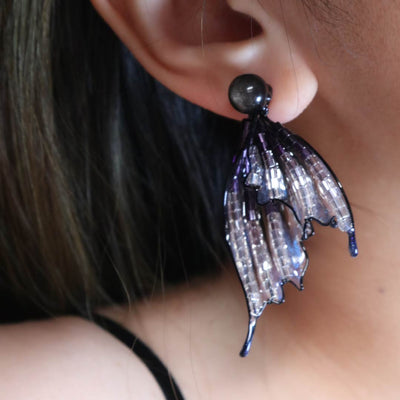 Oriental Ink Tide | Mermaid Tail & Fairy Wing Resin Earrings - Handcrafted 1 PC