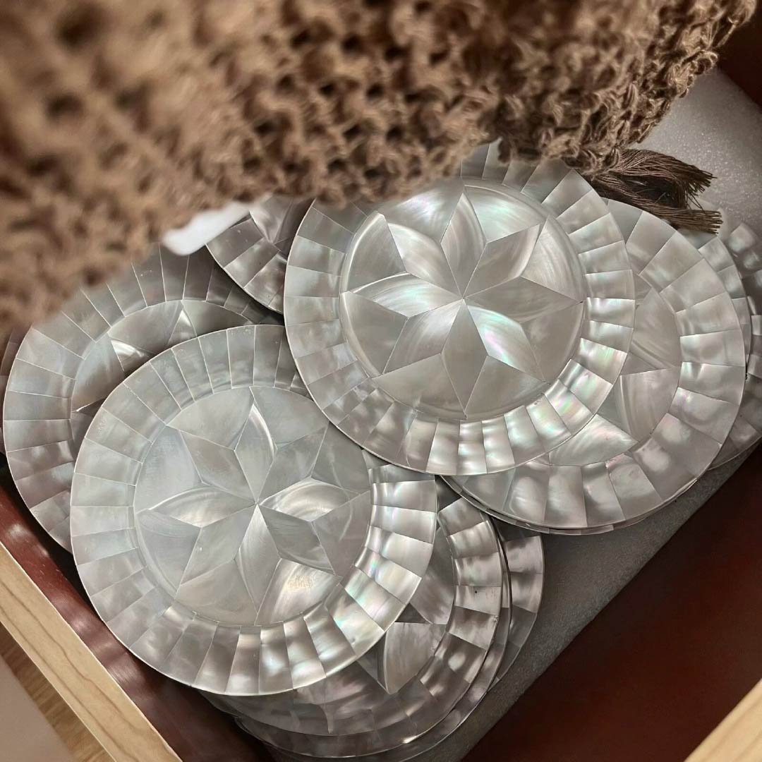 Octagonal White Seashell Tray - Handcrafted 1 PC