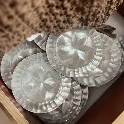 Octagonal White Seashell Tray - Handcrafted 1 PC