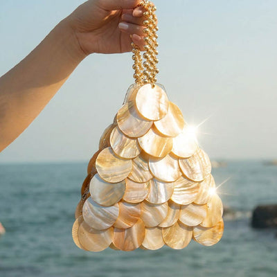 Ivory Shell Payette Triangle Bag - Handcrafted 1 PC