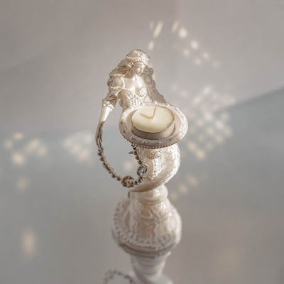 Vintage Mermaid’s Liquid-Pearl Resin Jewelry Tray & Candle Holder - Handcrafted 1 PC