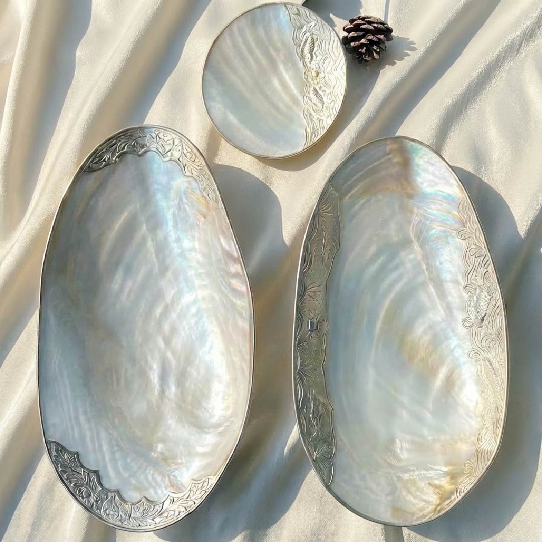 Giant Mother of Pearl Seashell Dish - Handcrafted 1 PC