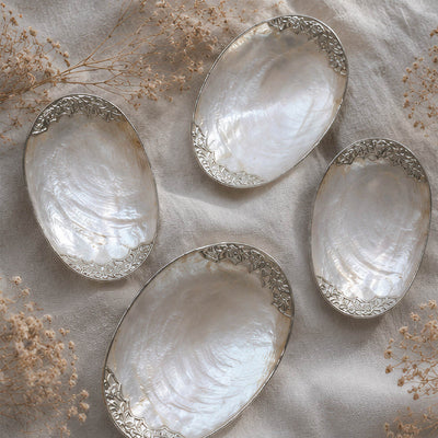 Left-right Symbol Giant Mother of Pearl Seashell Dish - Handcrafted 1 PC