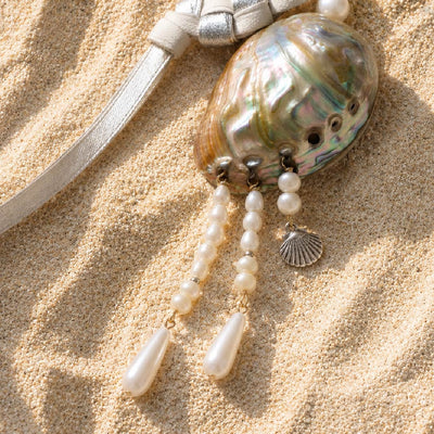 Io Iridescence | Red Abalone & Braided Ribbon Charm - Handcrafted 1 PC