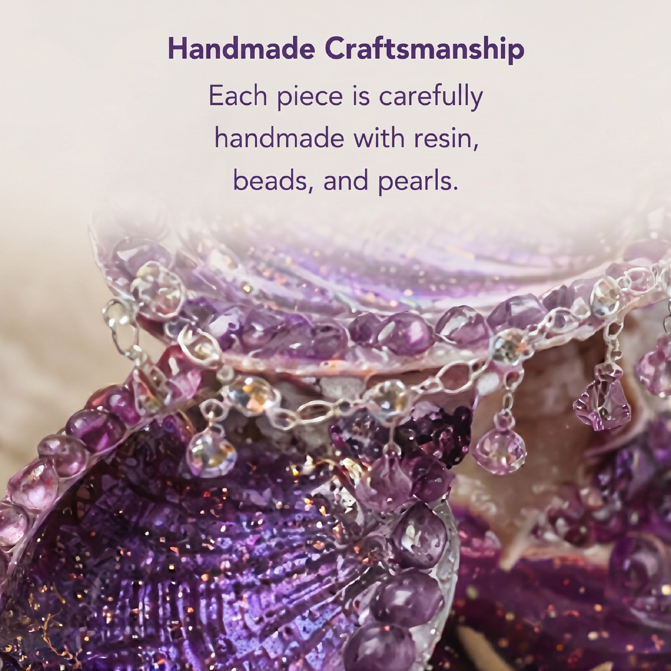 Lavender Shimmer Mermaid Petite 3-Tier Jewelry Tray - Handcrafted 1 PC